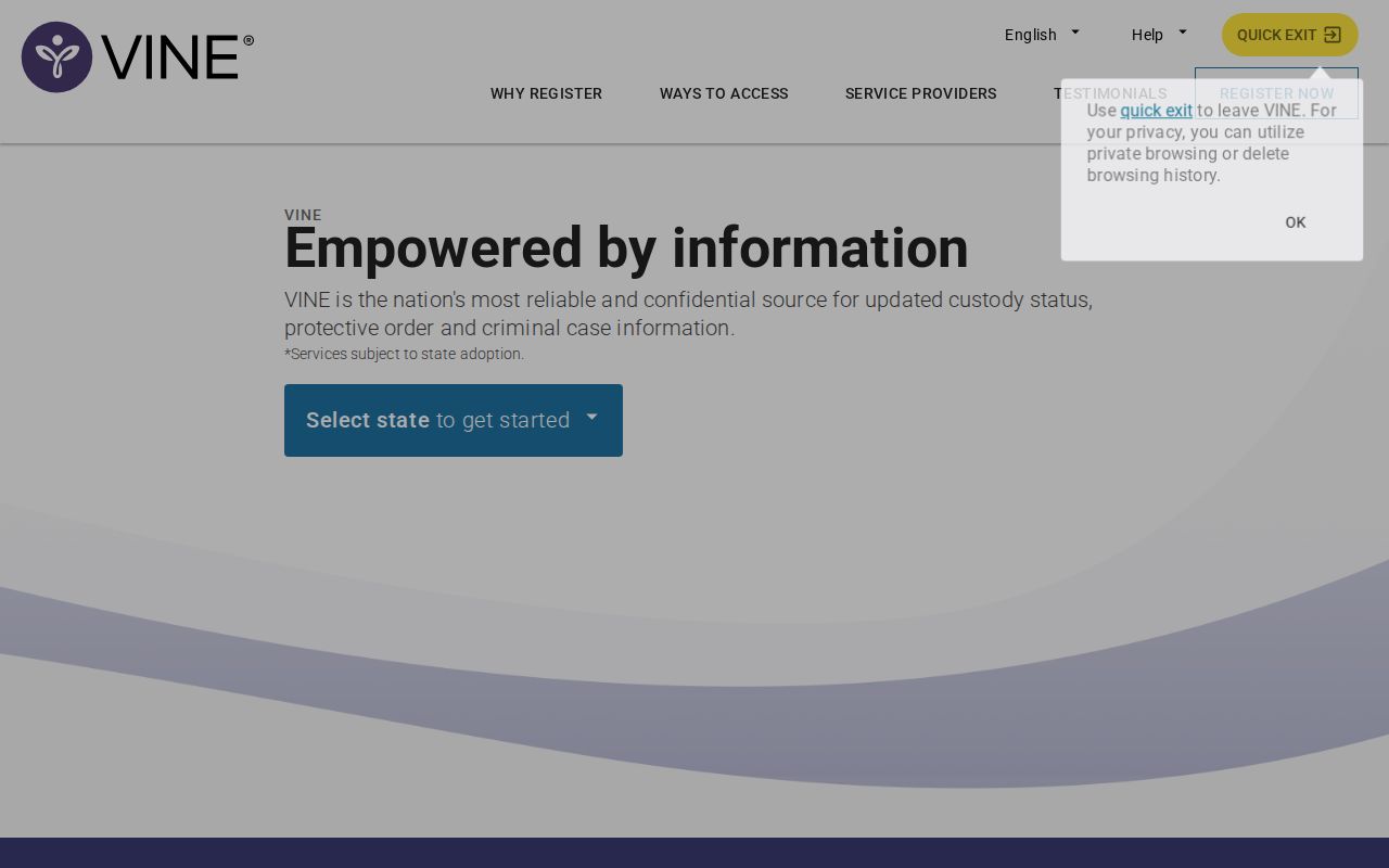 VINELink custody notification search for arrest follow-up