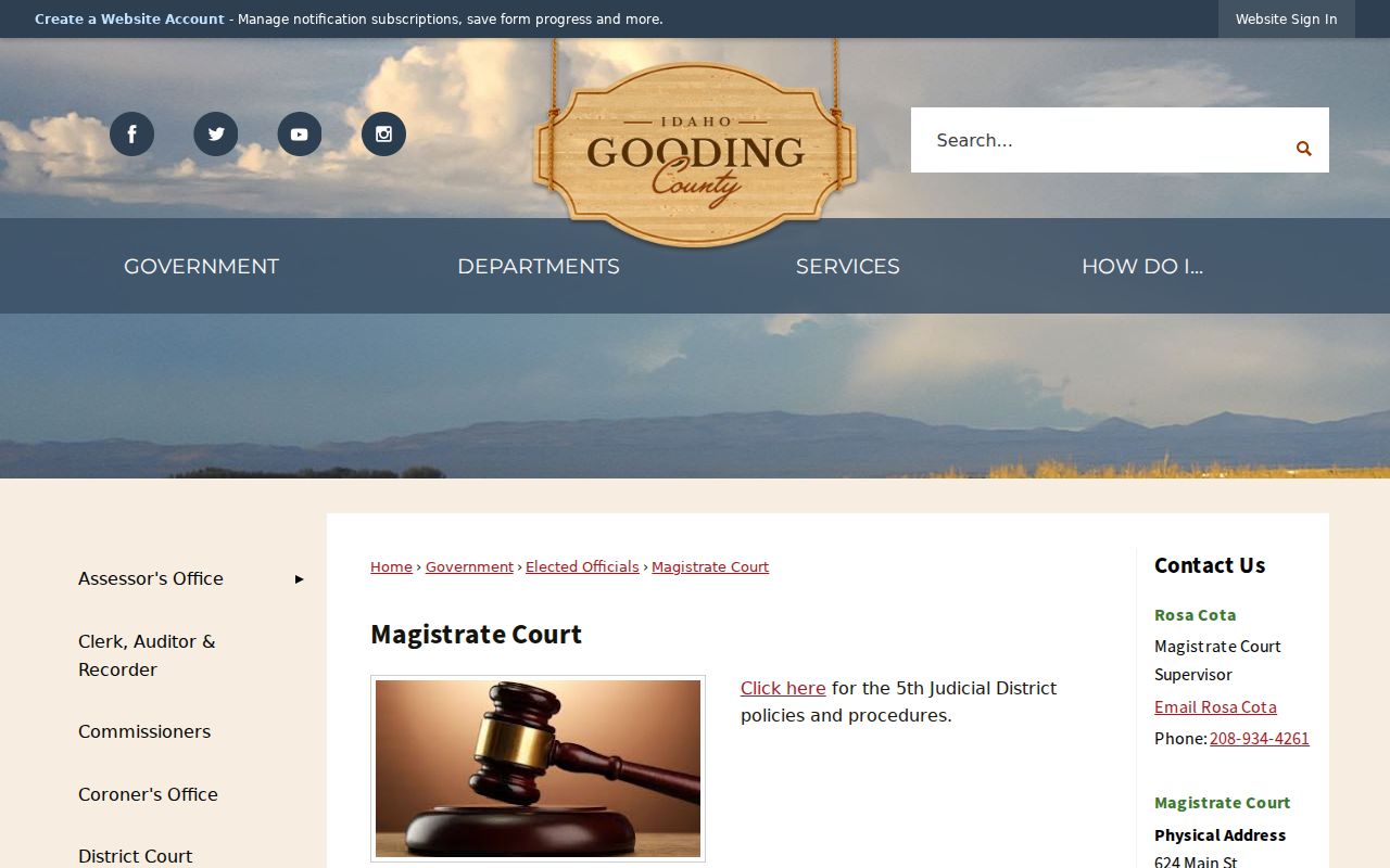 Gooding County Magistrate Court official page