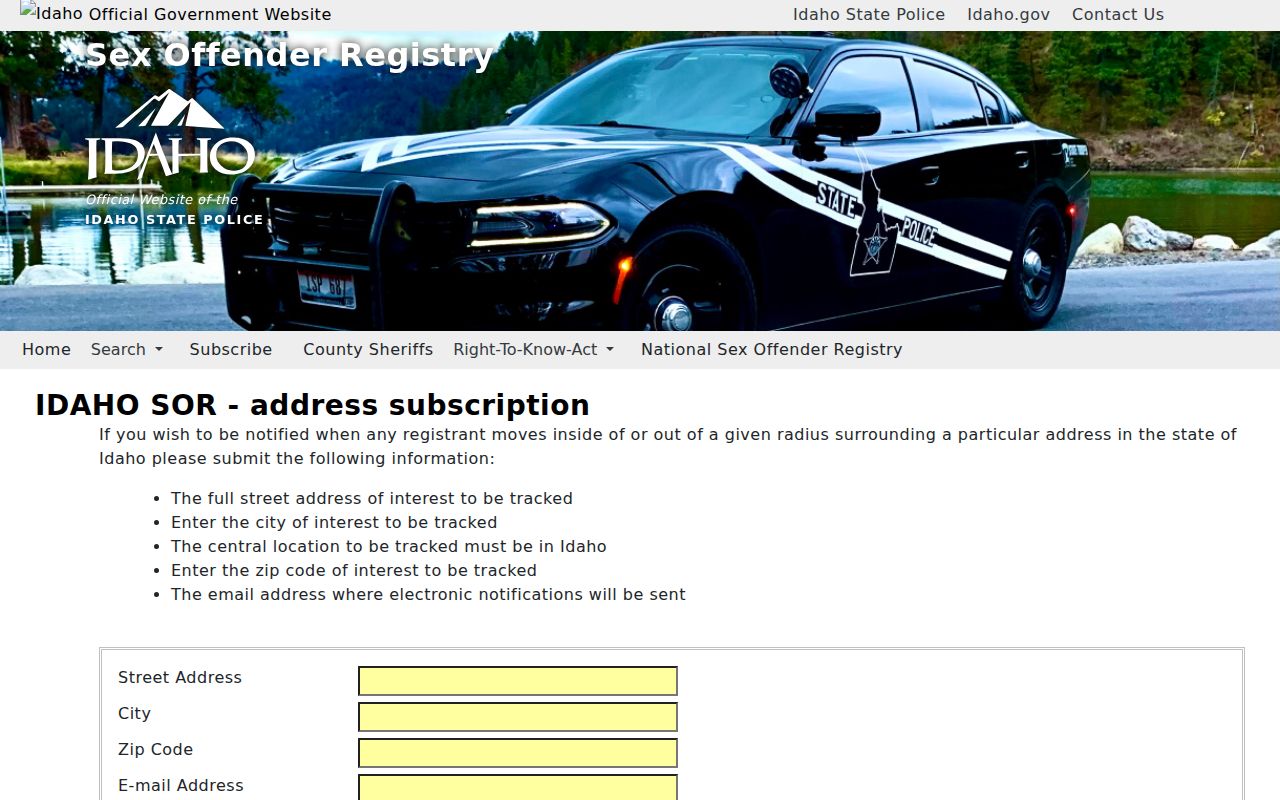 Gooding County sex offender registry address alert signup
