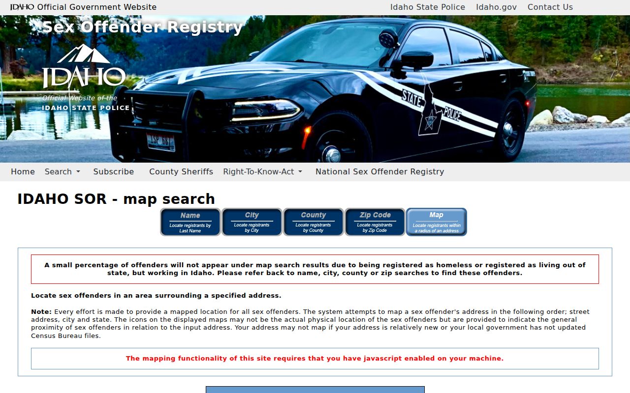 Gooding County sex offender registry address map search