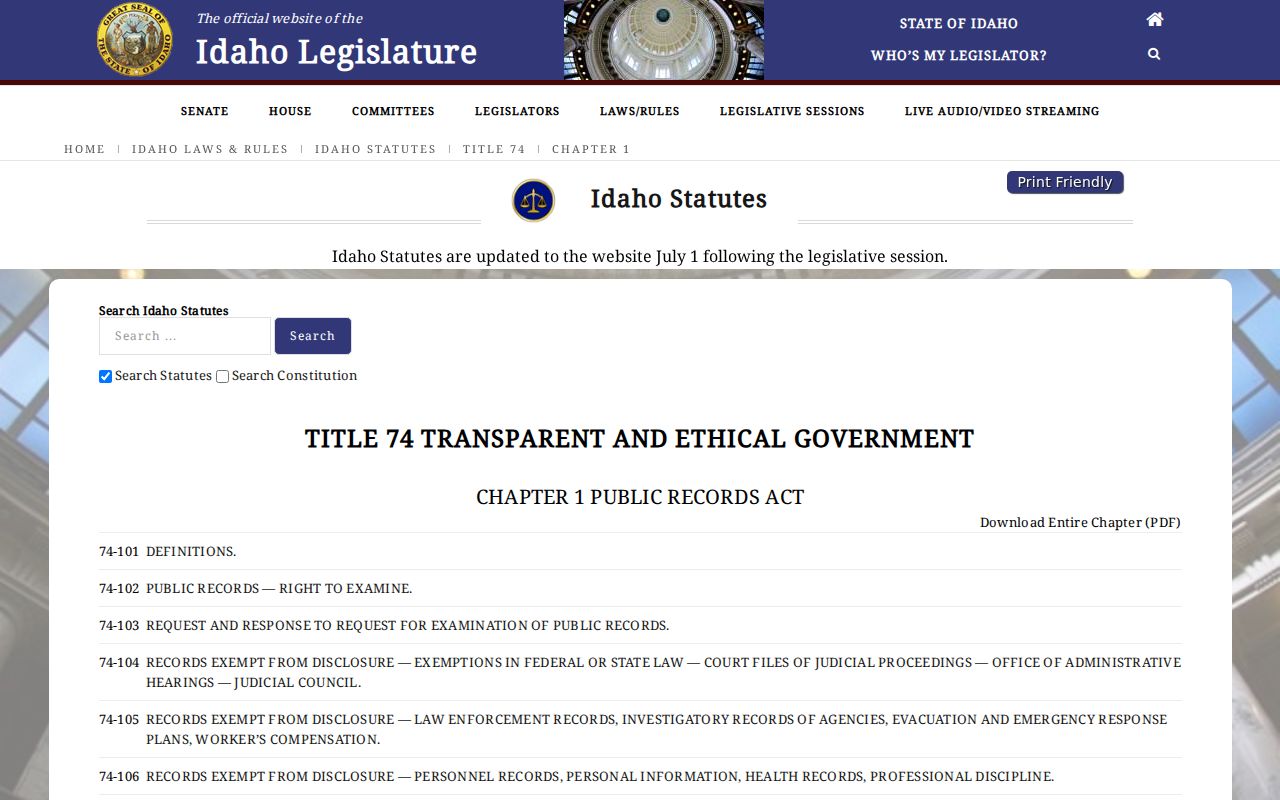 Official Idaho Public Records Act source for Hagerman record requests