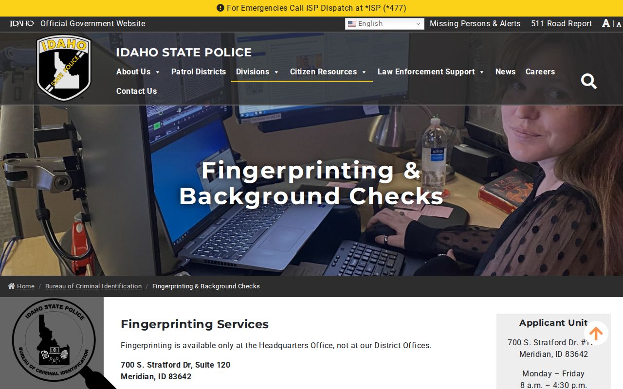 Gooding County criminal history name and fingerprint check instructions