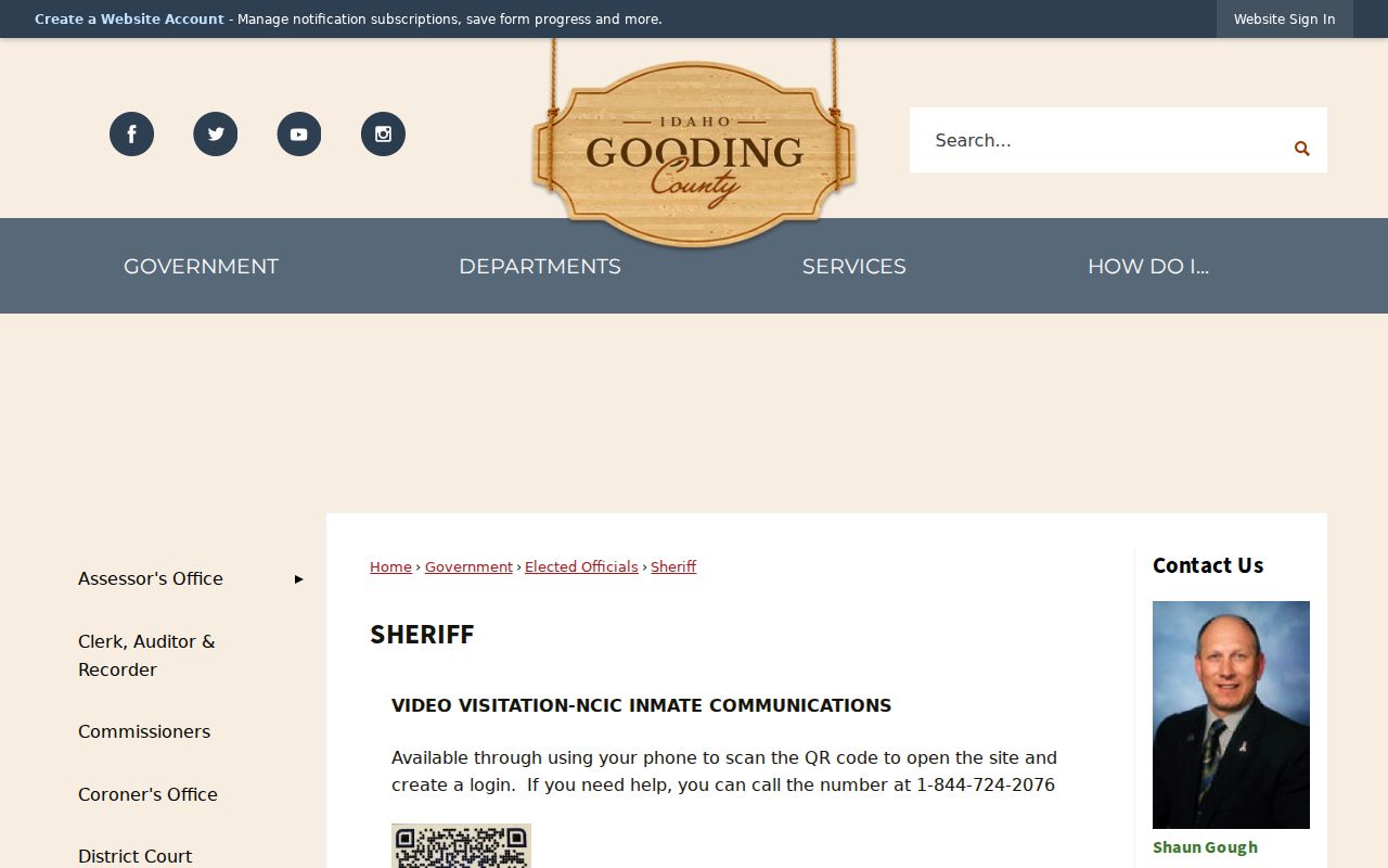 Gooding County criminal history sheriff and jail services